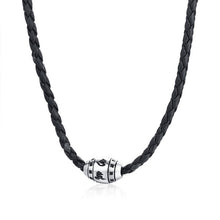 Load image into Gallery viewer, Men Hippie Necklace in Black Braided Leather with Stainless Steel