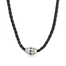 Load image into Gallery viewer, Men Hippie Necklace in Black Braided Leather with Stainless Steel